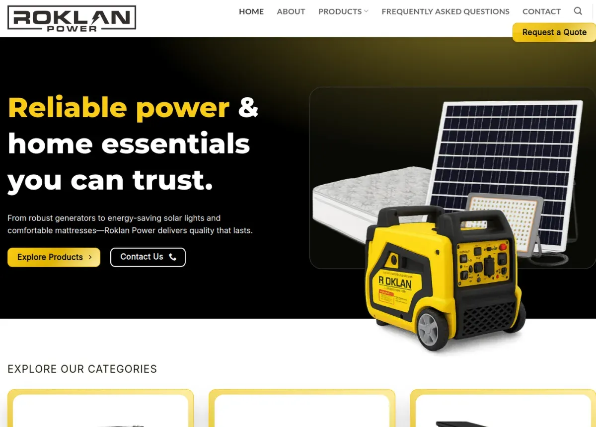 Roklan Power website designed and developed by HN Coders
